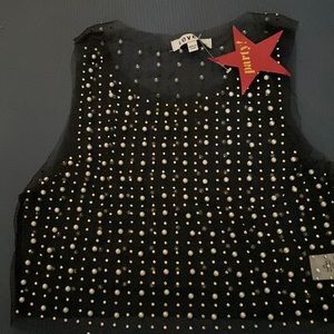 Embellished Mesh Crop Party Top M